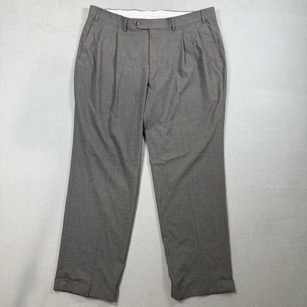 Ralph Lauren Men's Pleated Dress Pants Gray Cuffed Hem Size 38x30 Polyester